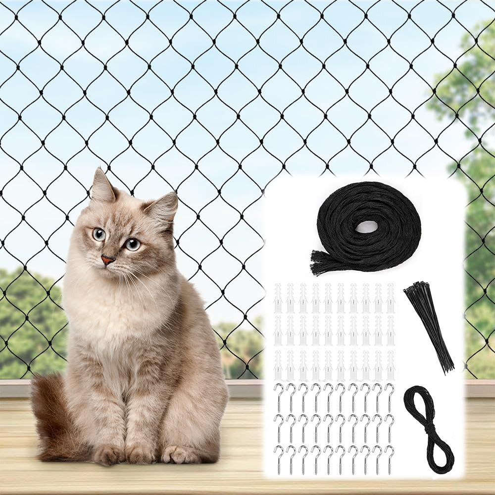 5pcs Pet Safety Net Set, 3x8m Balcony Net, Nylon Steel Wire Net For Bay Window Balcony, No Drilling Required