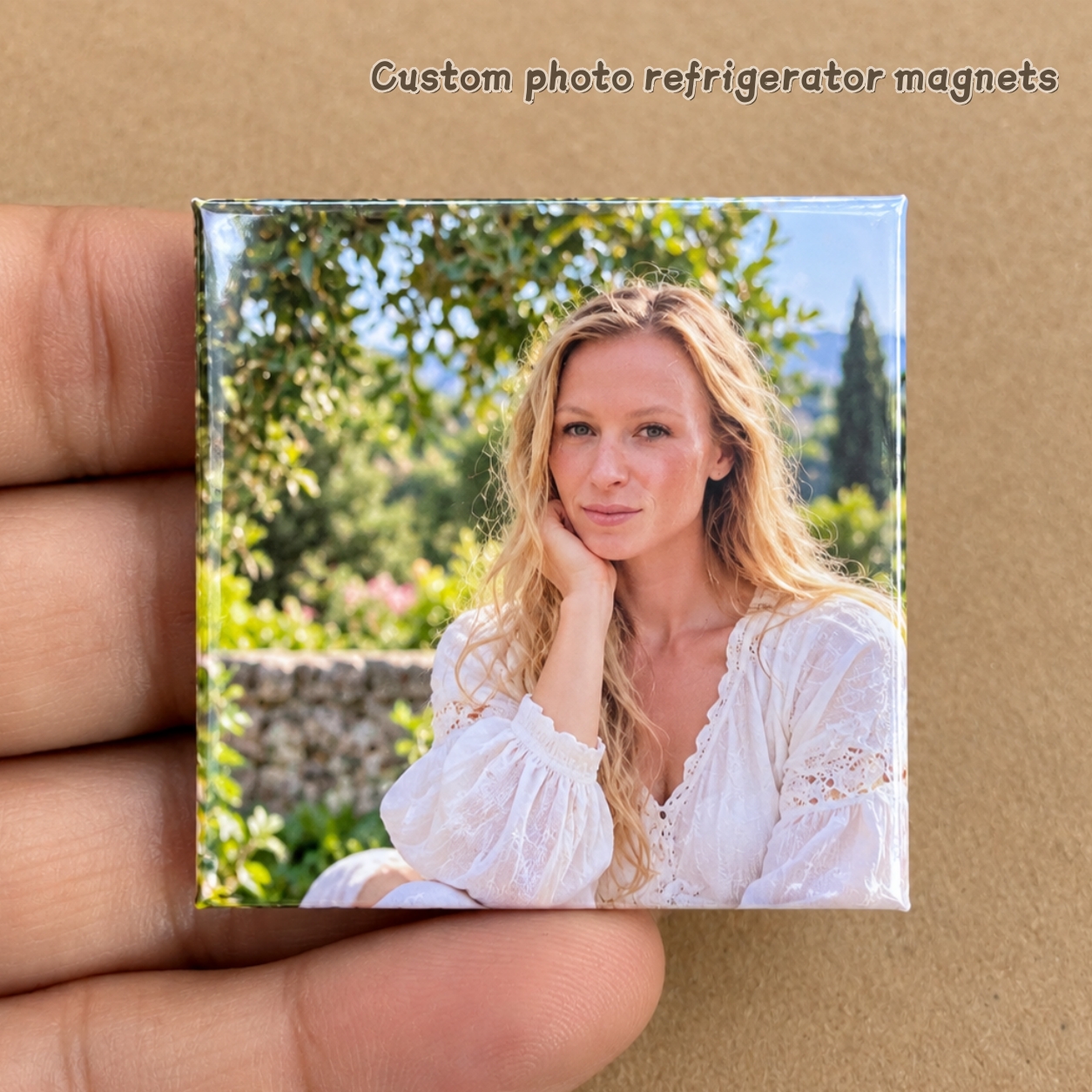 TEMU 1 aimant photo carré personnalisé de 5 cm/1,97 po, décoration de réfrigérateur personnalisée, téléchargez votre photo, préservez les souvenirs