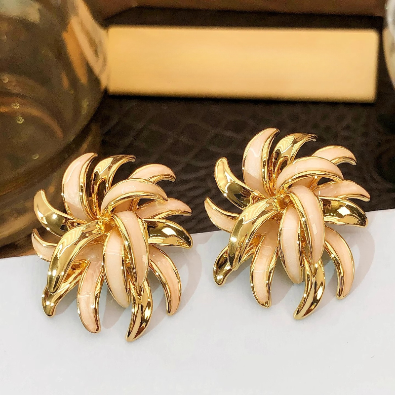 Image of Unique Enamel Golden Fireworks Earrings For Women Parties Banquets Vacations Creative Jewelry Carnival Music Festival Trendy Additions ()