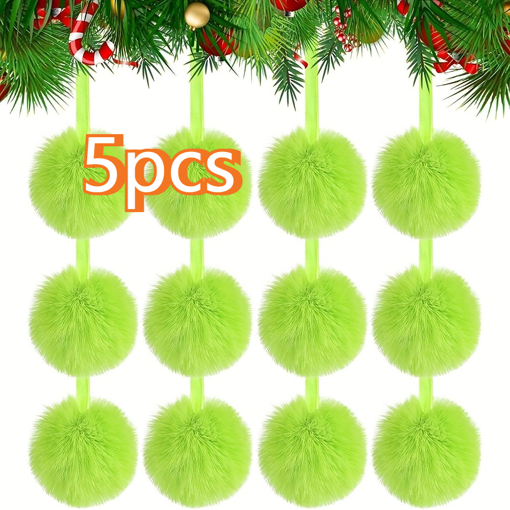 TEMU 5pcs Set Lemon Green Christmas Ball Ornaments, Suitable For Christmas Trees, Green Christmas Hanging Decorations, Soft Faux Ornaments, Suitable