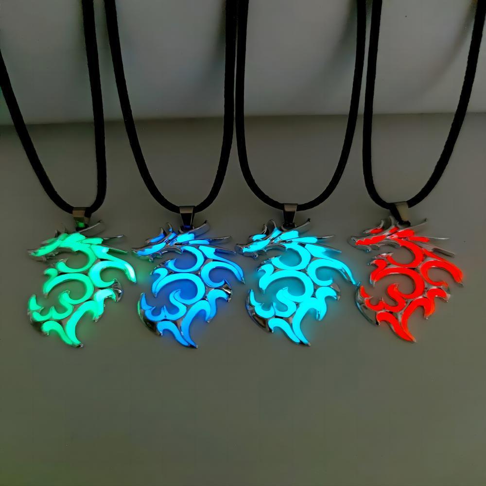 1pc Fashionable Luminous Flame Dragon Necklace, Cool and Glowing Gift Pendant for Students, Four Colors to Choose from, Suitable for Daily Wear