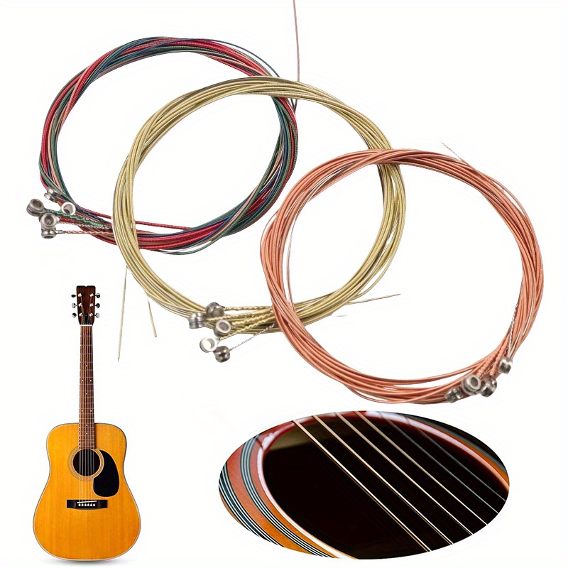 TEMU 3 Sets Of Guitar Strings, Each Set Contains 6 Steel Strings, Suitable For 6-string Guitars, Acoustic Guitar Strings, Replacement Steel Strings