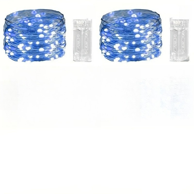 TEMU 2er-Set Feen Lichterkette, 1 LED Blaue Glühwürmchen Lichter, für Hochzeiten, Geburtstage, Weihnachten, Heimdekoration, Geburtstagsfeiern,