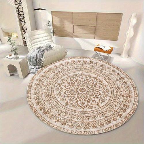 2d flat printed flannel a bohemian round rug luxurious soft gradient minimalist beige carpet outdoor patio printed rug bohemian and carpets suitable for living rooms bedrooms kitchens and closets home decor camping rugs 2d flat