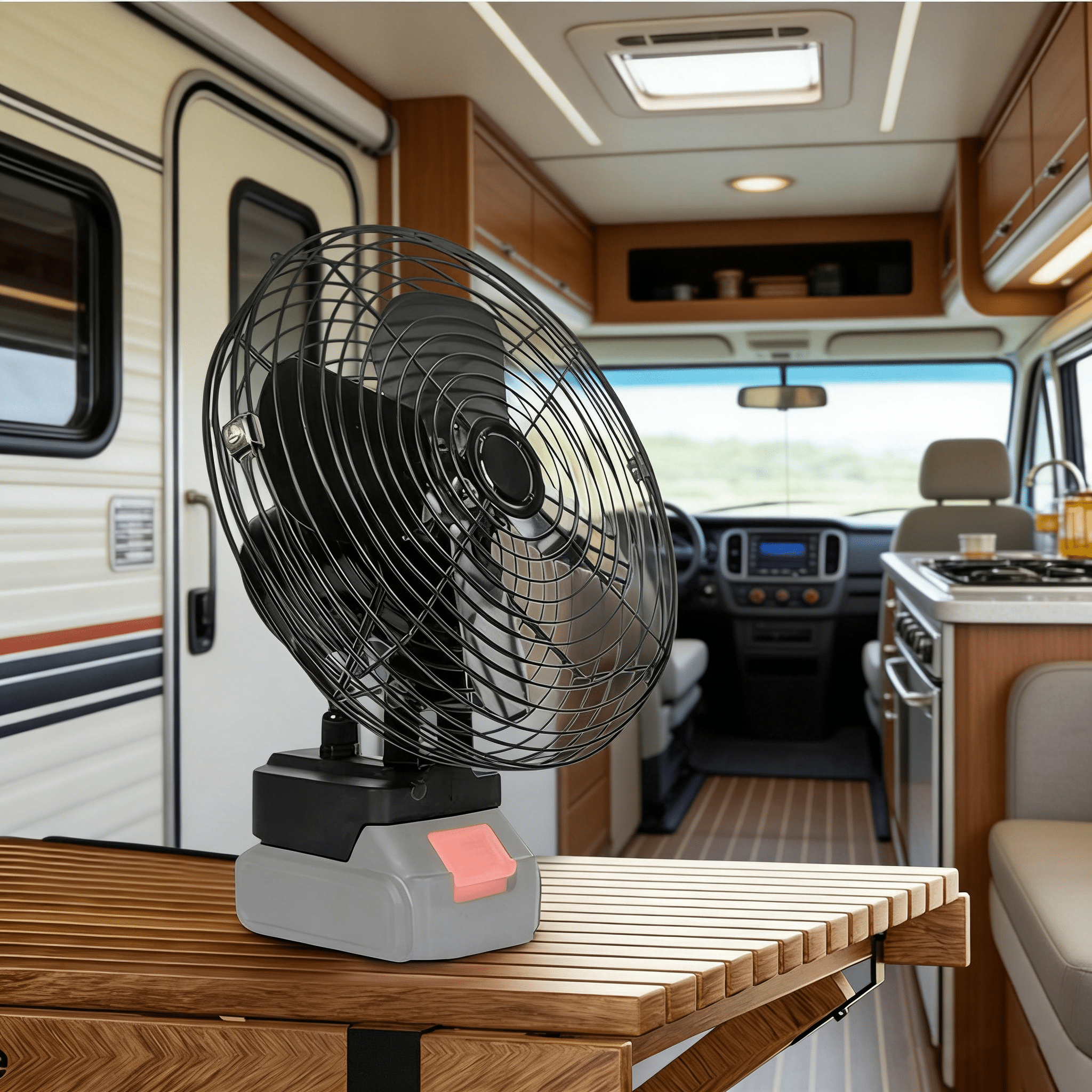 High Power Dual-Speed Camping Fan, Rechargeable Portable Fan for RV Camper Car Travel Hiking, Compatible with Makita ( Not Included)