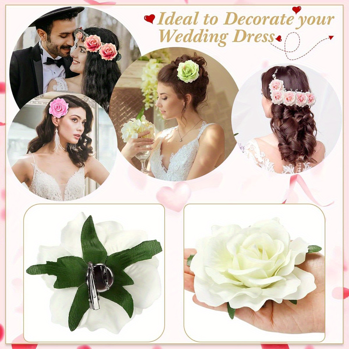 30pcs floral hair clips and pins   hairpins for wedding bridal hairstyles birthday prom beach parties non damaging   for brides floral arrangements everyday or special occasions ideal gift for women s prom   durable hair accessory Product details 5