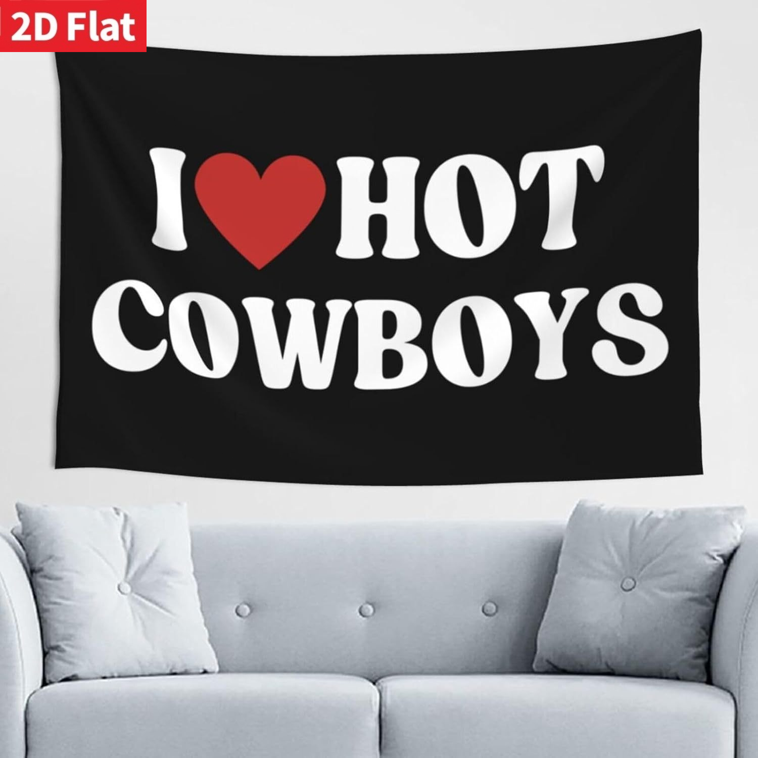 TEMU 2d Flat, 2d Flat Banner, 1pc "i Love " Ribbon Wall Art - 3x5 Feet (90*150cm), Fun Western Cowboy Racing Decor, Black Background With Red Heart,