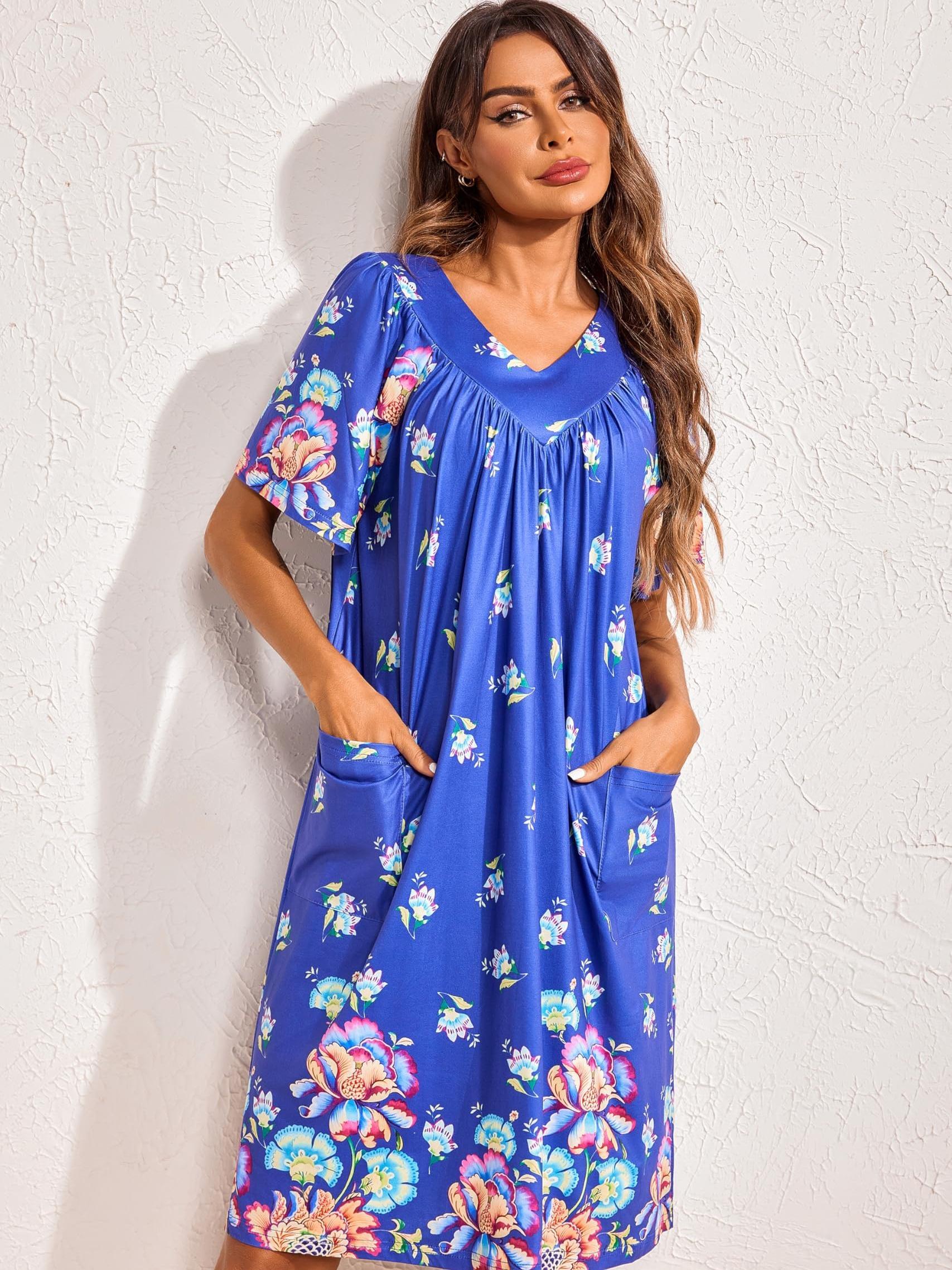womens house dress floral print moo nightgowns