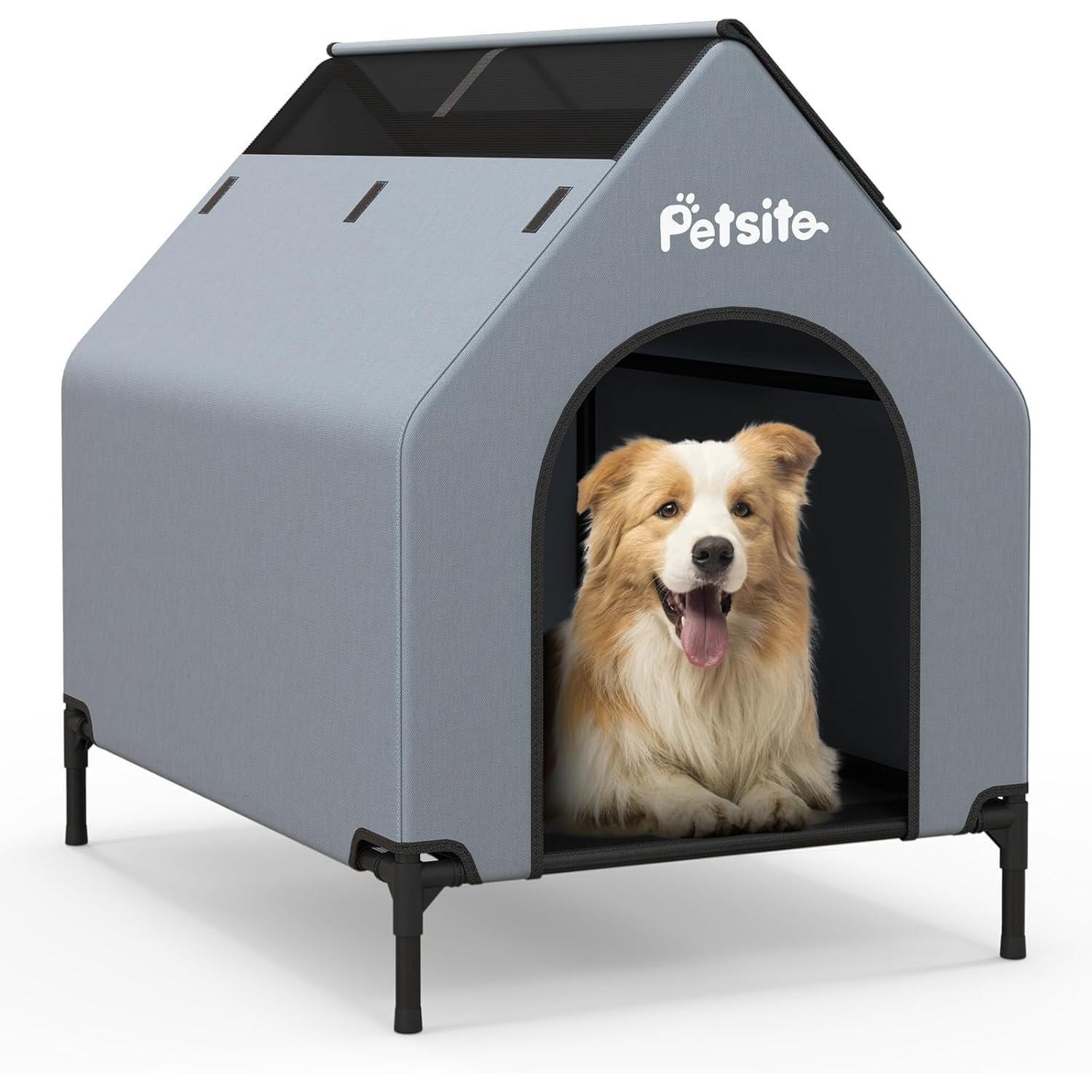 Image of 2-in-1 Dog House & Raised Bed With Removable Cover & Breathable Mesh - Suitable For Small Dogs, Spacious Pet House With Raised, - Cover For Kennels, Cozy /outdoor Bedding For Puppies And Small Breeds