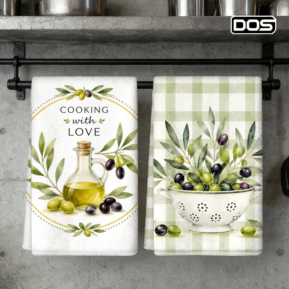 TEMU 2pcs Kitchen Towels, Soft Absorbent Microfiber Dishcloths, For Home Gifts Olive Themed Kitchen Dish Towels From 3rd Store Hong Kong, Durable