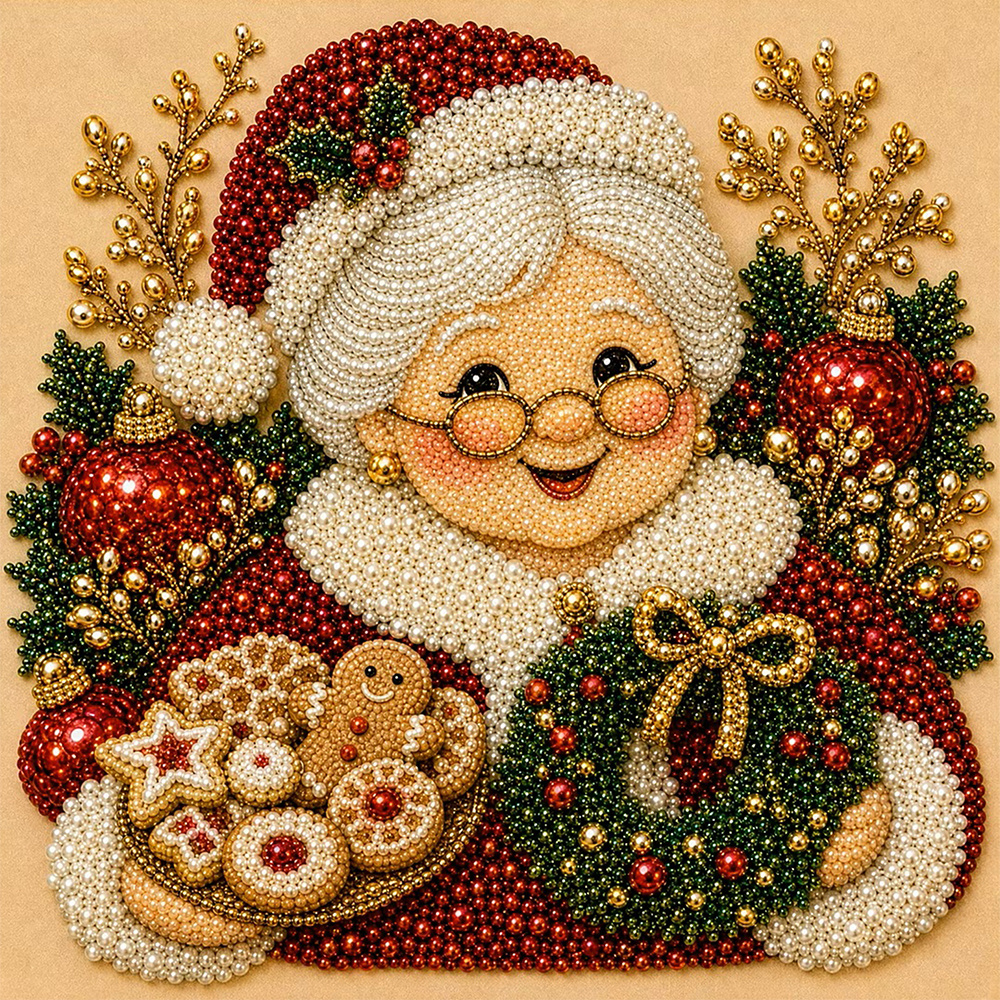 TEMU Kit de peinture d'art Pâques Noël avec perles - 25X25Cm Père Noël et , comprend des perles rondes, des transparents, un kit d'outils complet et