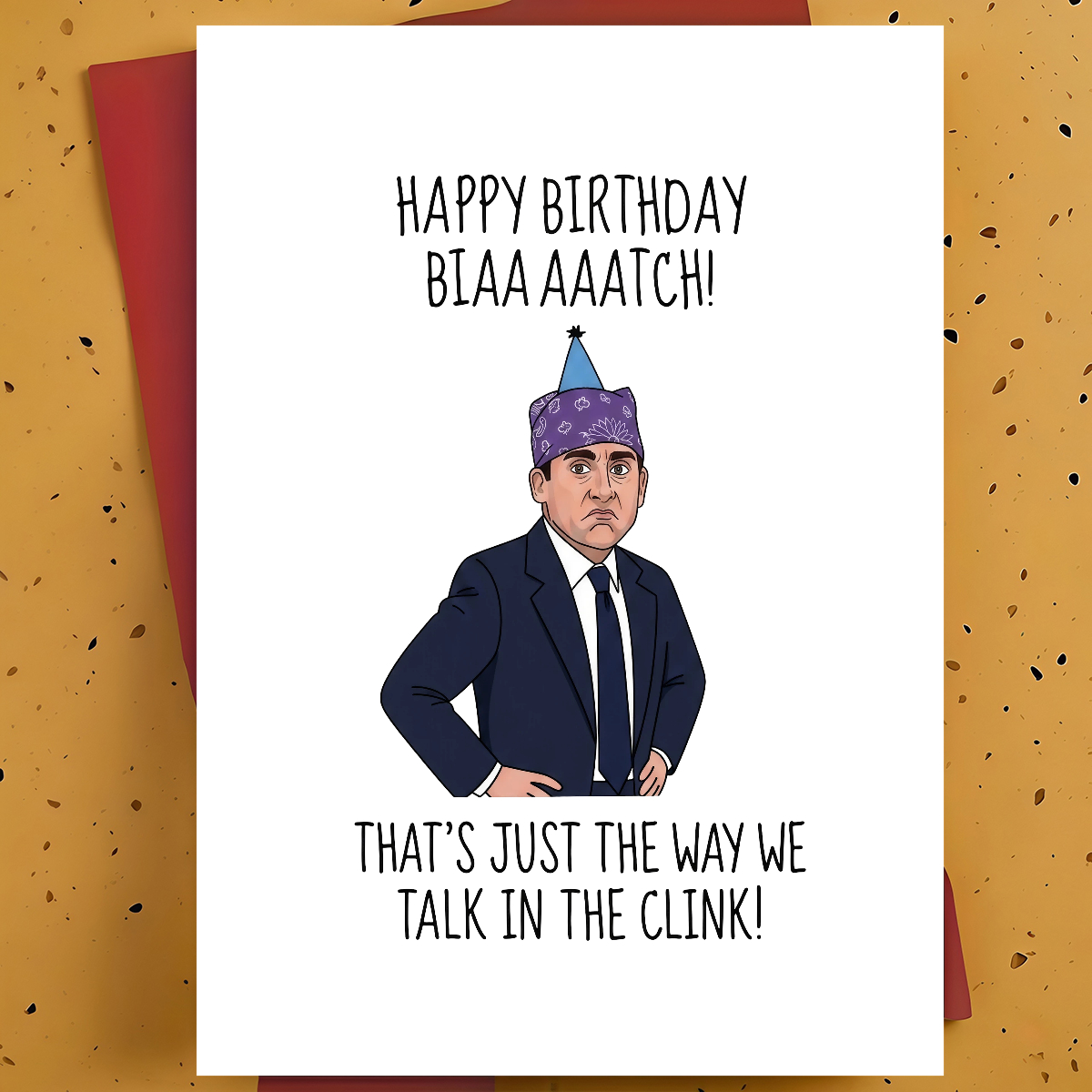 TEMU 1pc Funny Birthday Card For Friend, Coworker - Office Boss Cartoon Illustration, , Thickened, With Envelope