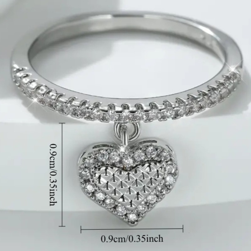 Cute Heart-Shaped Drooping Style Ring with Synthetic Zirconia