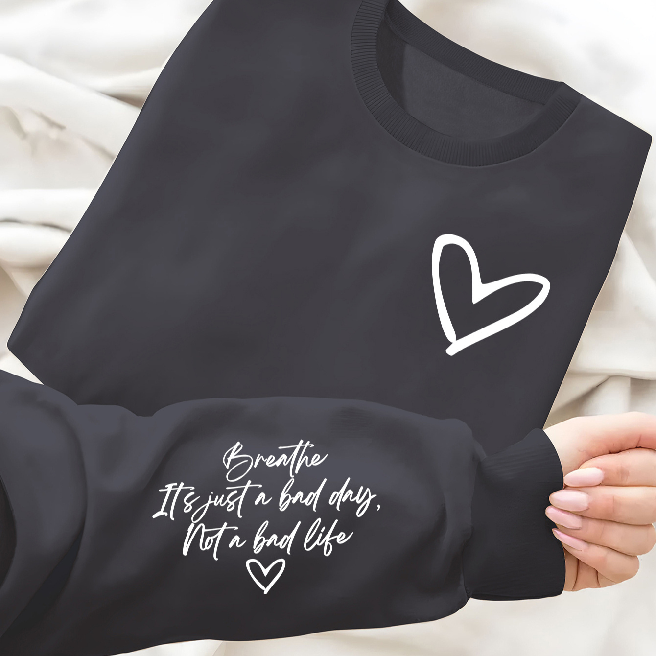

Valentine's Day & Letter Printed Women's Sweatshirt, Round Neck Casual Sports Top, Suitable For Autumn And Winter, Women's Clothing.