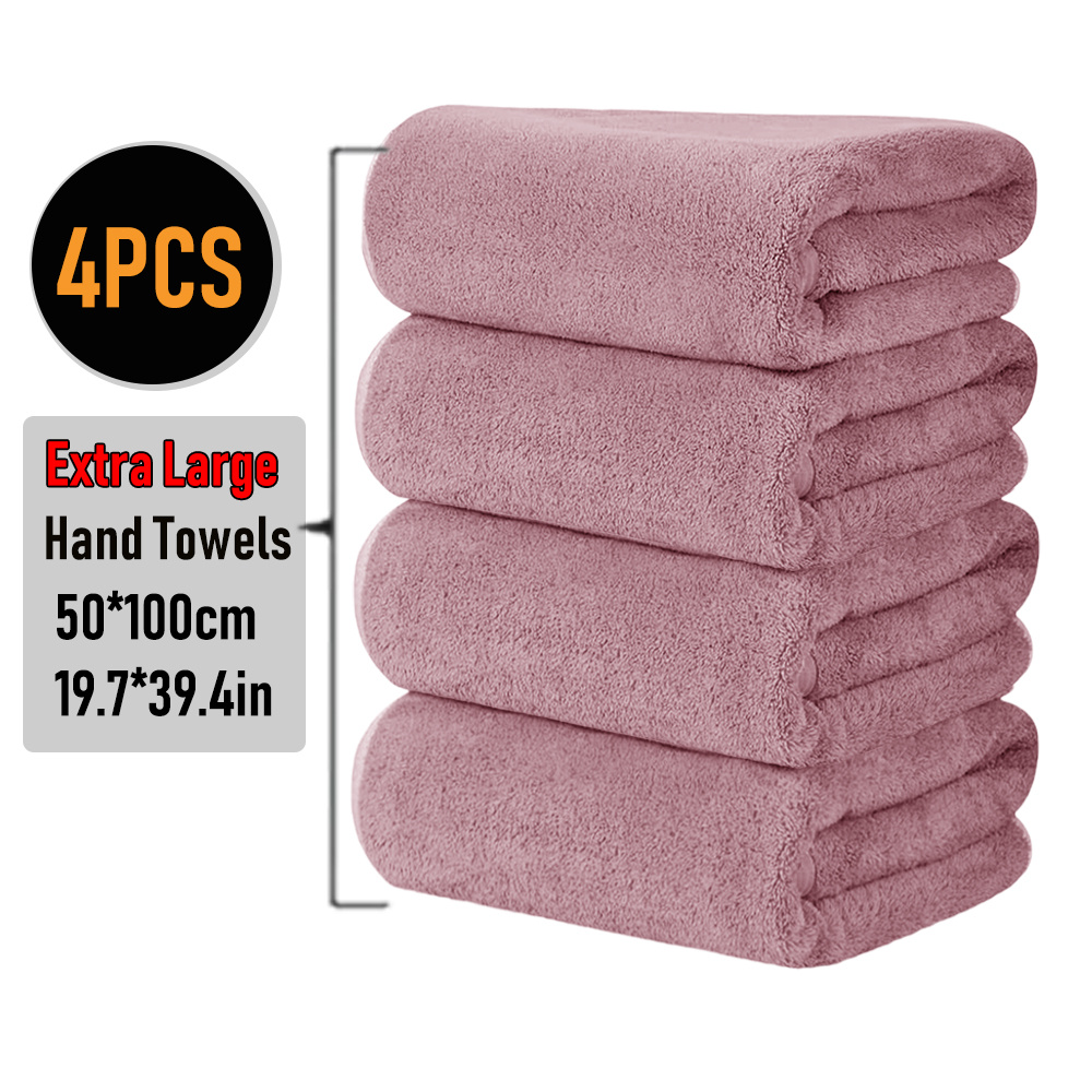 E-shop 4er-/1er-Set extra große Handtücher 50*100cm/19,7*39,4in, einfarbige übergroße Mikrofaser-Handtücher, weich, bequem sehr saugfähig, geeignet für