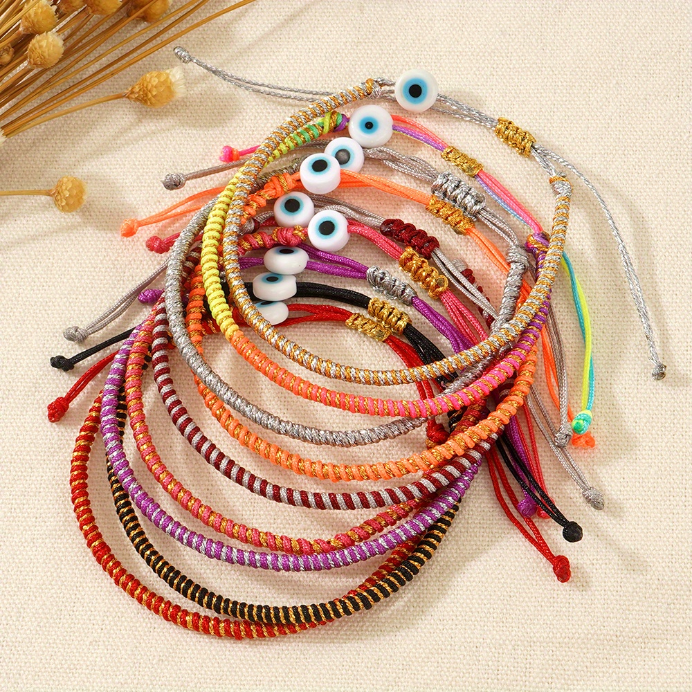 Boho Tribal Beaded Bracelet with Evil Eye Charm