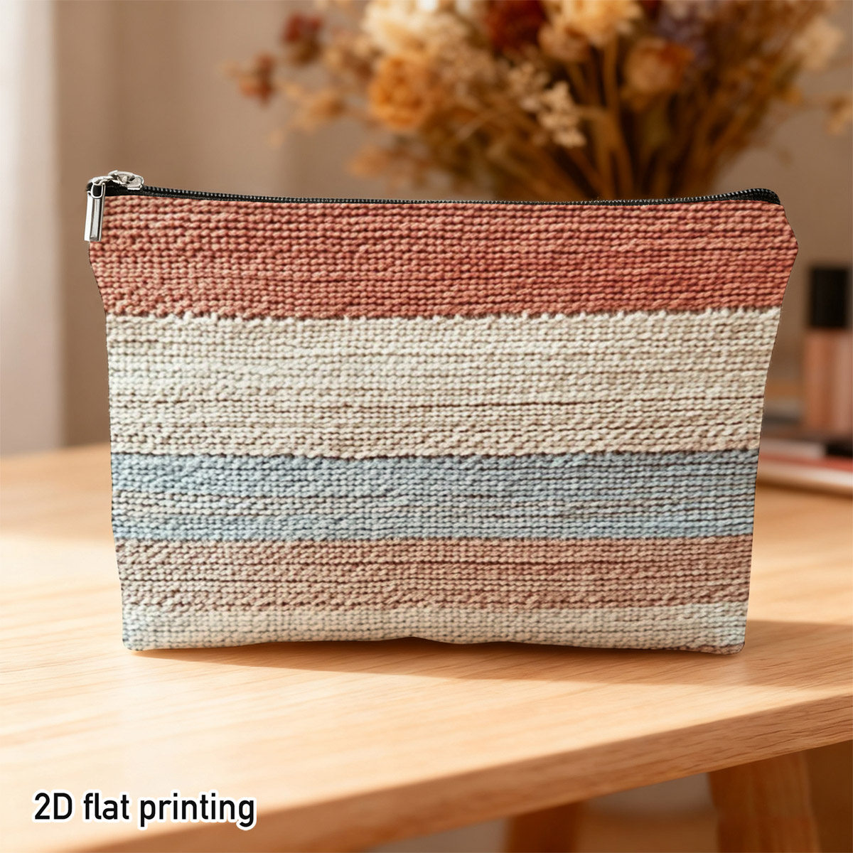 TEMU Neceser 2D de 1 pieza con Diseño de Rayas, Rayas Coloridas, para Organizar Cosméticos, de , Viajes a , para Entusiastas de , Amantes de