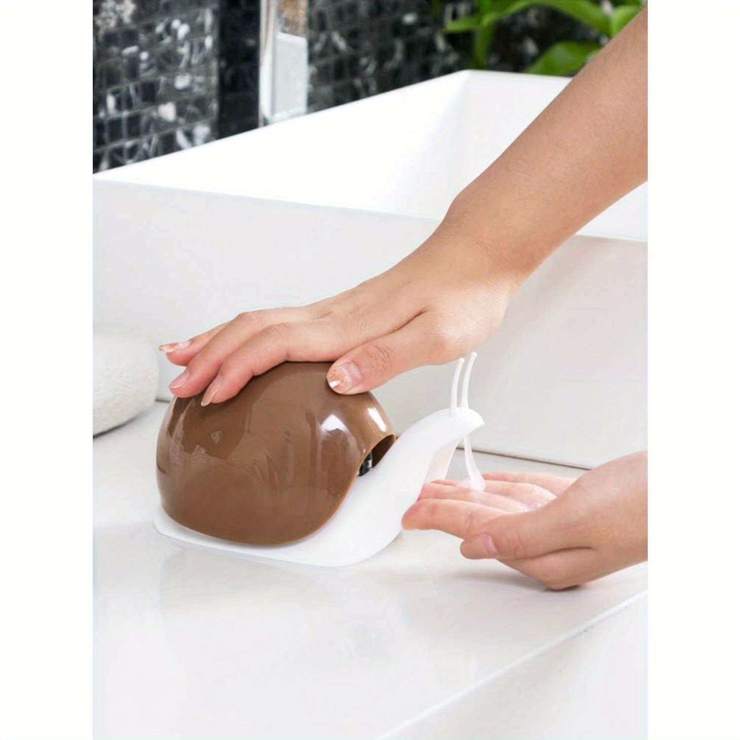cute snail soap dispenser for kitchen bathroom  . (4.06oz) (brown) details 1