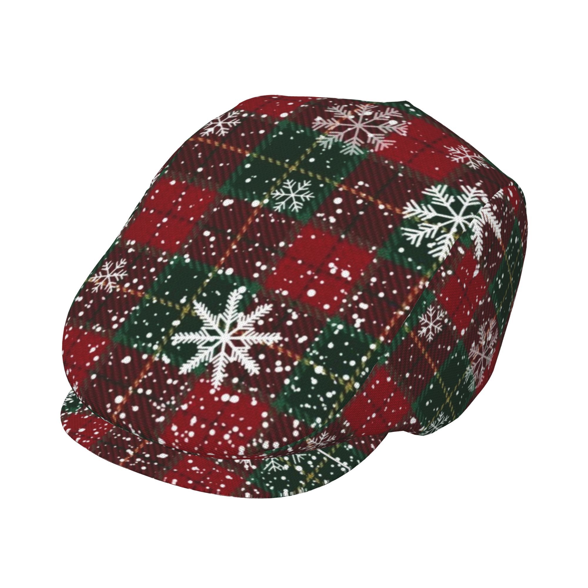 TEMU 1pc Red And Green Checkered Christmas Full Face Print Beret Fashion Newsboy Cap Unisex Golf Cap Outdoor Activities Formal Occasions Fashion