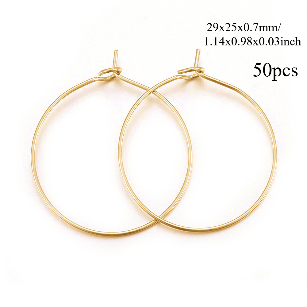 TEMU Juego de 50 piezas de anillos para copas de acero inoxidable 304 chapado en oro de , componentes para aretes de aro, calibre 21, que miden