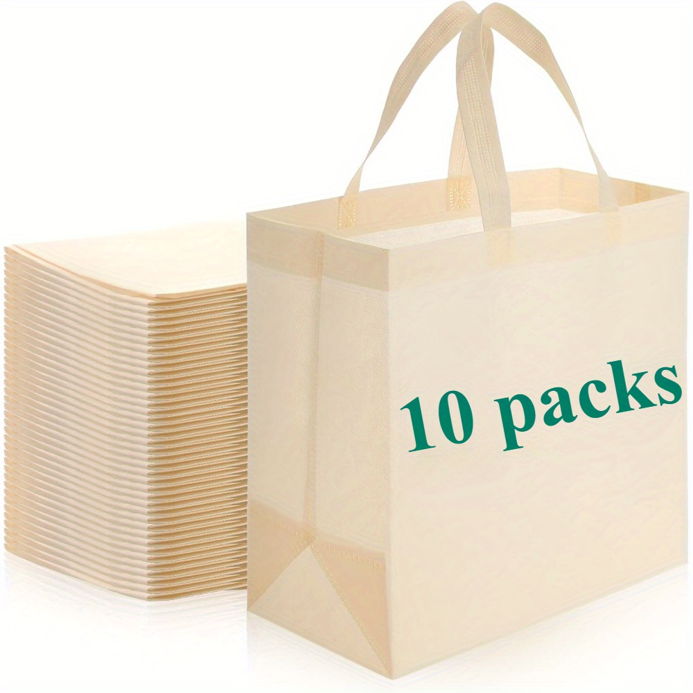 E-shop Geschenk für Sie/Ihn 10er-Pack Wiederverwendbare Tragetaschen Einkaufstaschen Volumen Einkaufstaschen Vlies Einkaufstasche mit Griffen Faltbar
