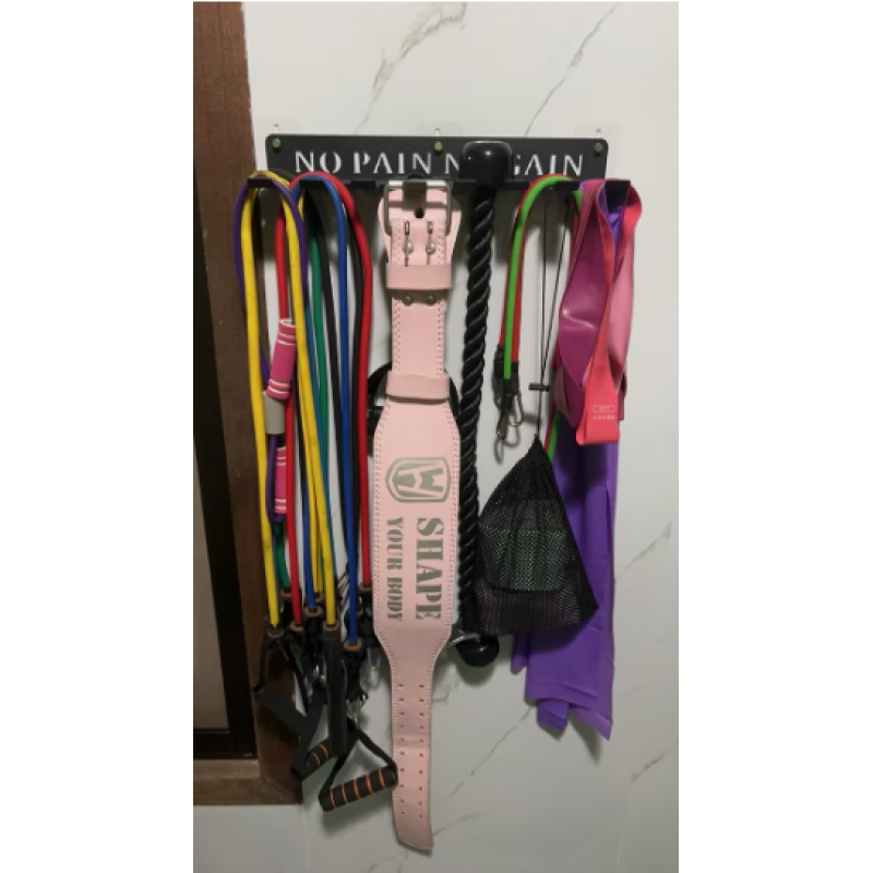 TEMU 8-hook Wall-mounted Fitness Storage Rack, Multi-functional Fitness Equipment Organizer, Suitable For Storing Resistance Bands, Jump Ropes, And