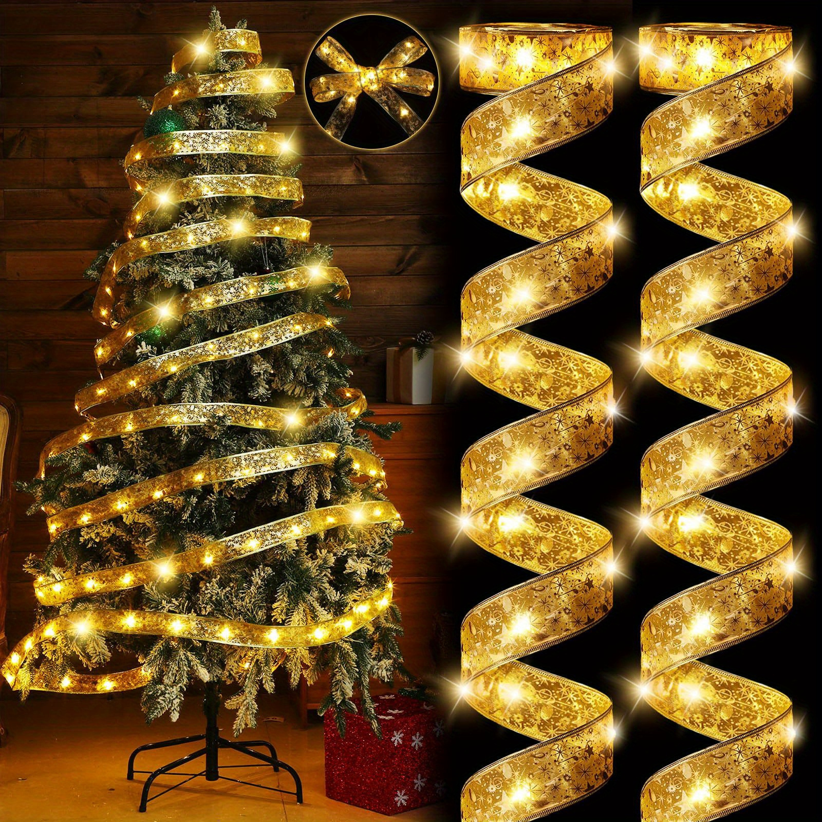 

Lights Ribbon Garland - 1pc, Christmas Tree & Wreath Decorations, Indoor/outdoor Holiday Party Supplies, Christmas Decor