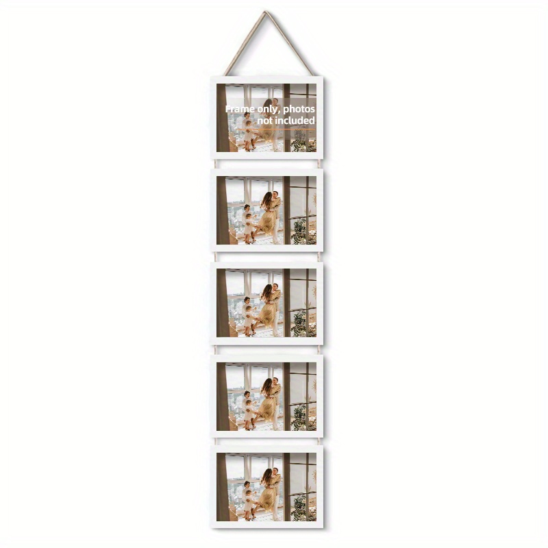 TEMU Vintage-style Multi-compartment Wall-mounted Photo Frame, Holds 2/3/5 Photos, For Living Room, Bedroom, And Hallway Wall Decor, Creative Holiday