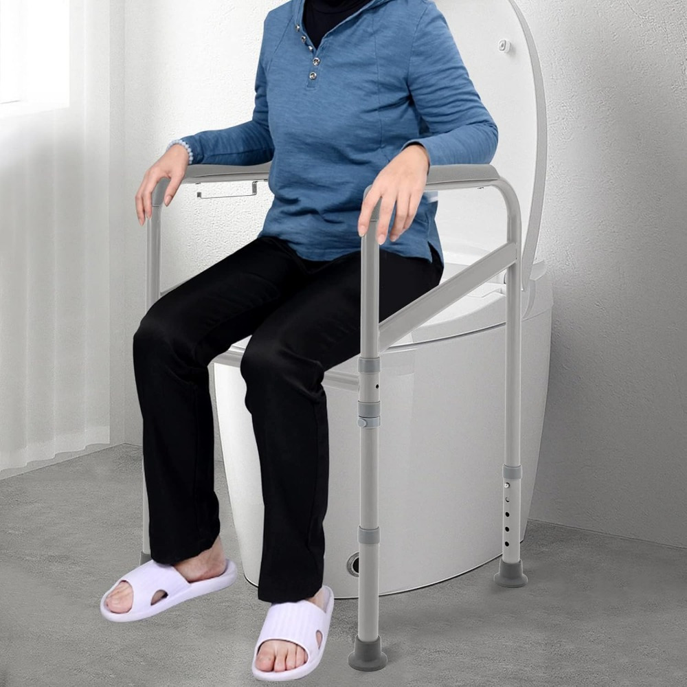 toilet holder height adjustable handle grip seat holder for elderly pregnant women with paper towel holder carbon steel load