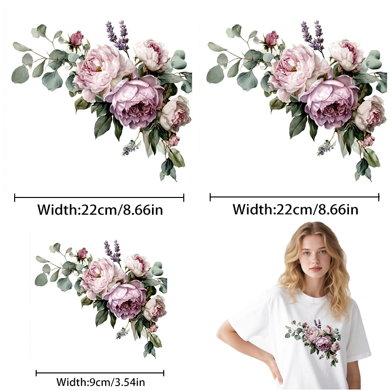 TEMU 3pcs High-definition Rose Bouquet Heat Transfer Stickers, Iron-on Patches, Easy To Operate, Seamless , High Tear Resistance, Fade-resistant And