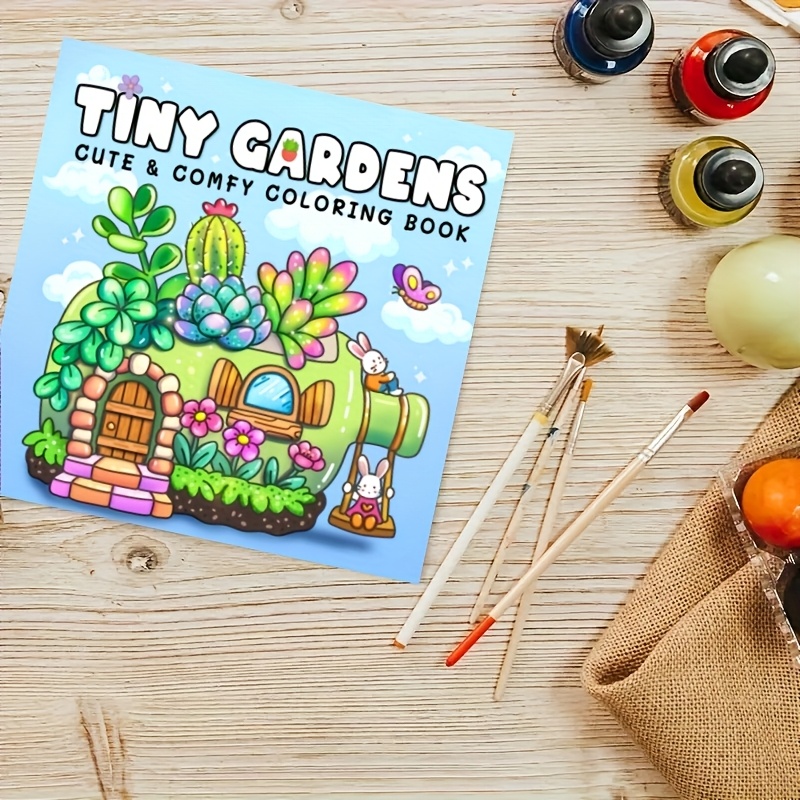 TEMU 2D Plat, Schilderijen, Schilderwerken met Tuin als Thema voor Volwassenen en Tieners, 24 Pagina's Dik Ontwerp, Stressverlichtend, Ontspannend en