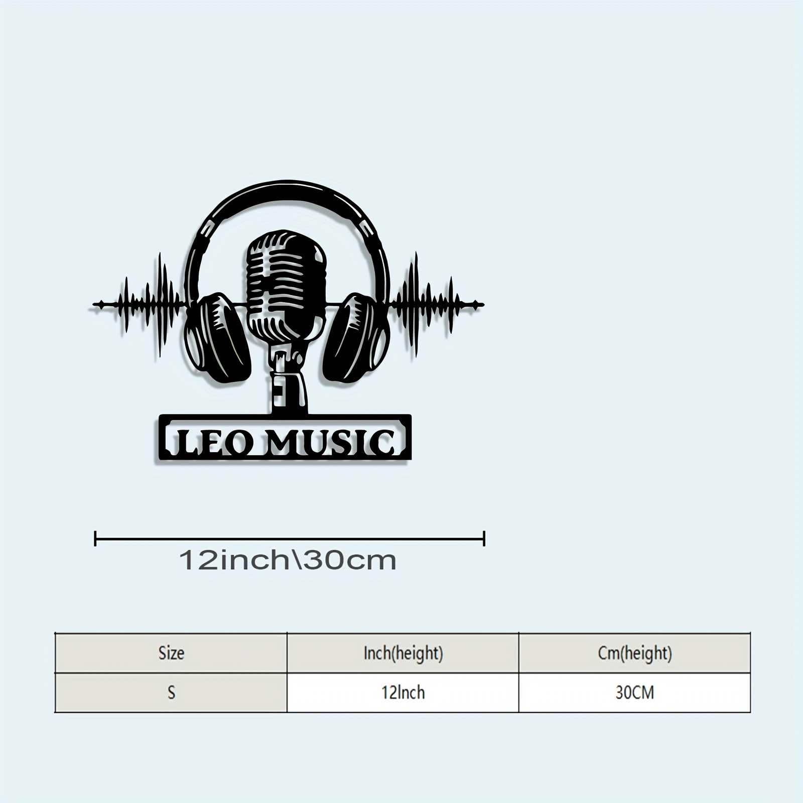 TEMU Wall Sculptures 1pc Music Wall Decoration - Black And White Art Pattern With Headphones And Microphone - Ironwork Decoration, Perfect For