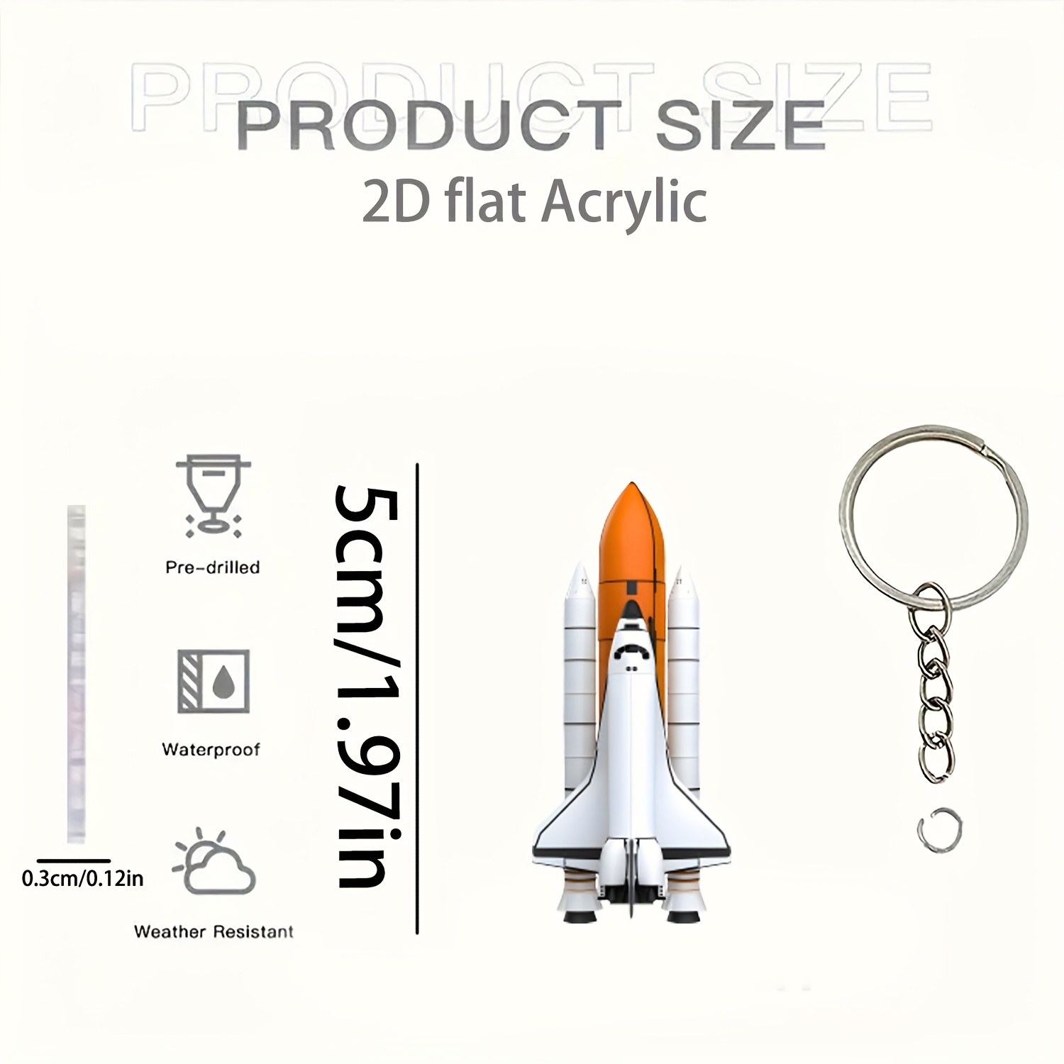 TEMU 2d Flat, 2d Flat Acrylic Space Rocket Halloween Christmas New Acrylic Ornament, Rearview Mirror Decoration, Creative Interior Accessory,