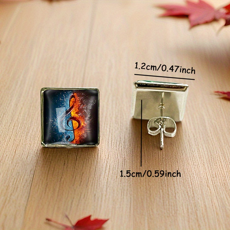 pair music note stud earrings retro square ear Temu Denmark