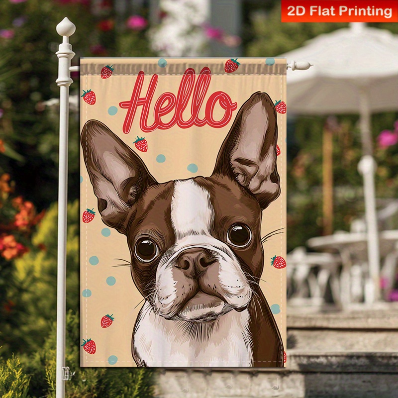 TEMU 2d Flat - 2d Flat - A Single Piece Of A Two-dimensional Flat Garden Flag Showcasing A Cute Boston Terrier Perfect For Charm To Decor During The