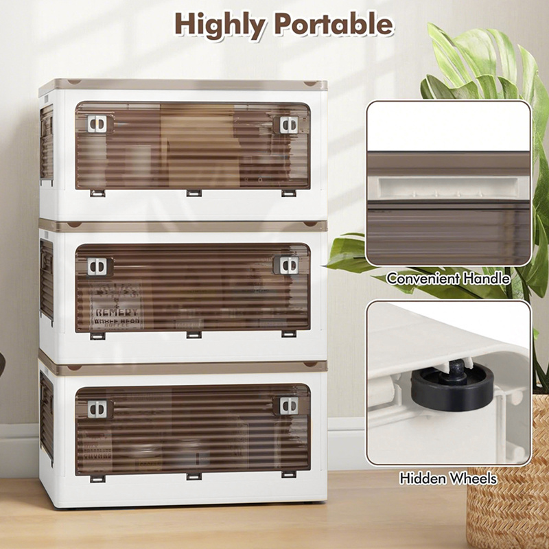 Transparent Stacking Storage Boxes with Side Open Doors