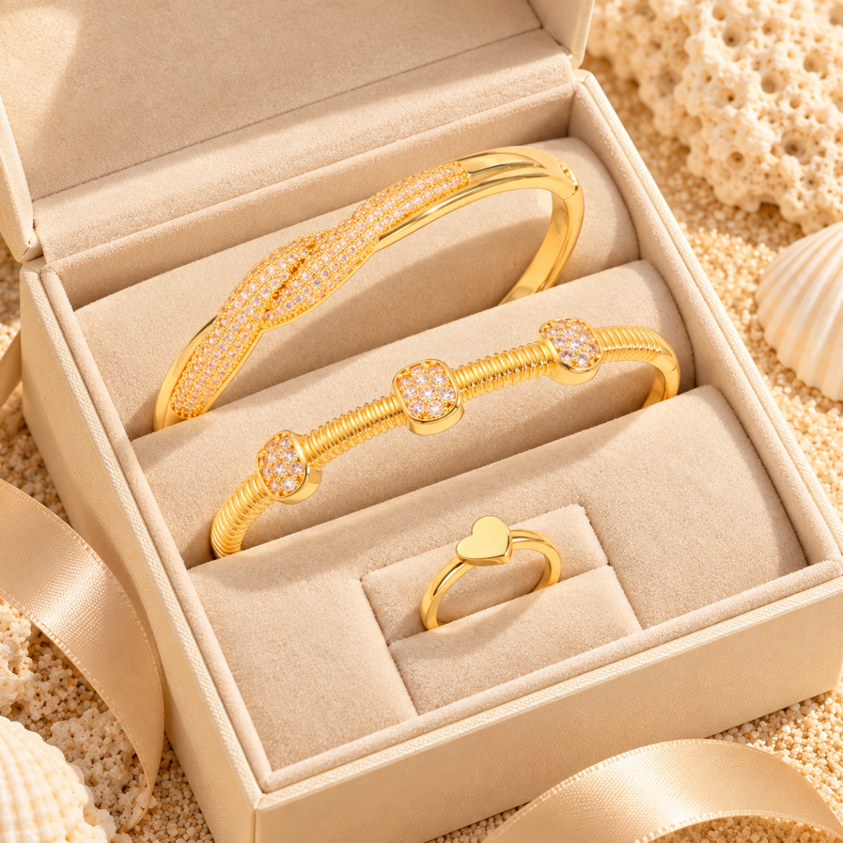 3pcs Women's Copper Twisted Ribbon Jewelry Set