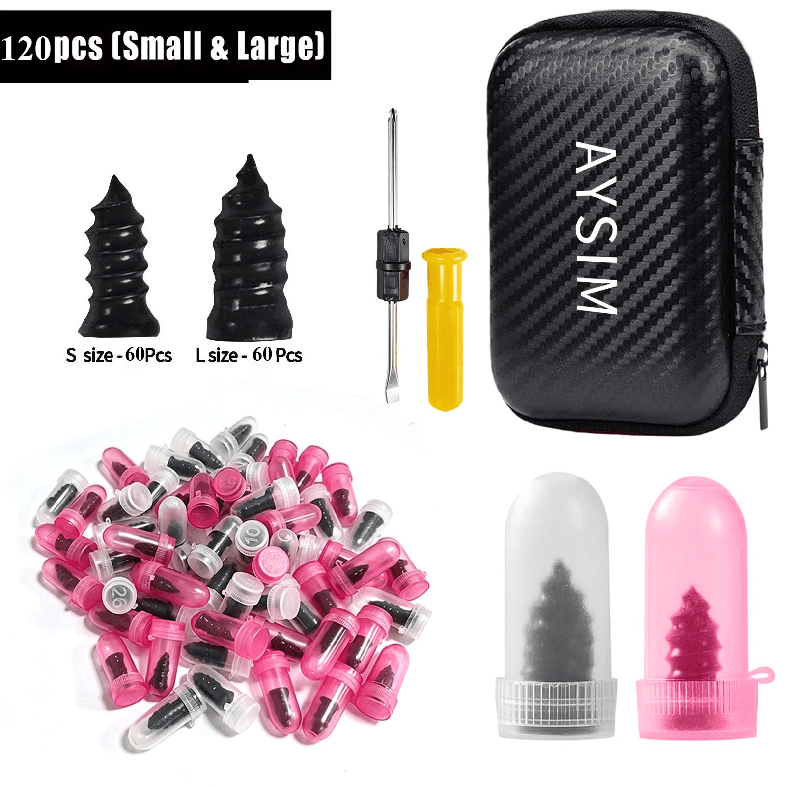 TEMU Kit di riparazione per forature pneumatici resistente, a in gomma a spirale, riparazione rapida per auto, moto, bici, pneumatici tubeless