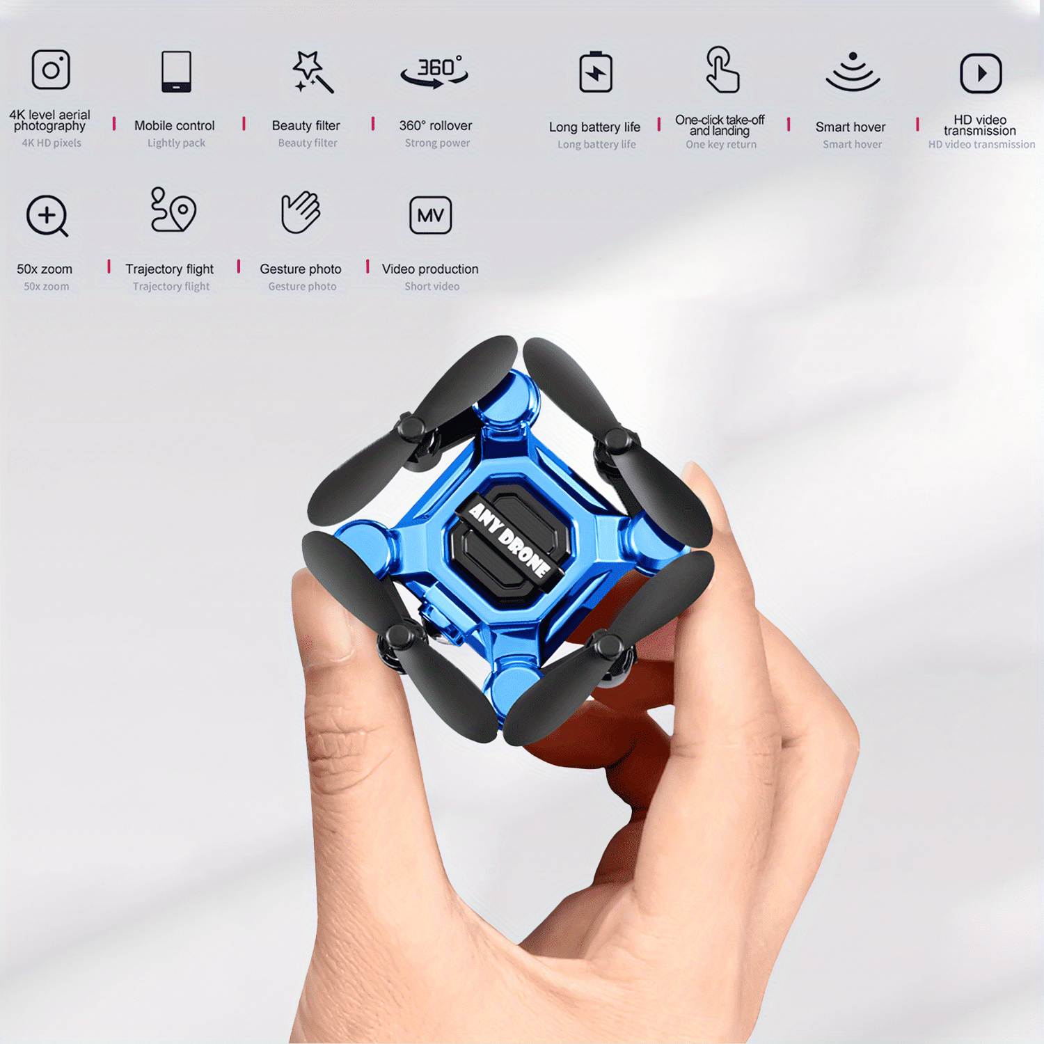 Foldable Drone 4K Camera, FPV Drone for Kids and Adults, Beginner Mini Drone Pocket FPV Quadcopter with 360° Flip.