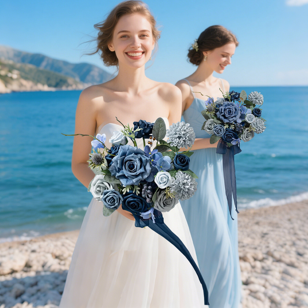princess polly baby blue dress artificial flowers teal bridesmaid bouquet, burnt orange wedding flowers  bouquets for bridesmaids, 18 inch bridal bouquets for bridesmaids, wedding  decor, ceremony, . | Shop Now For Limited-time Deals