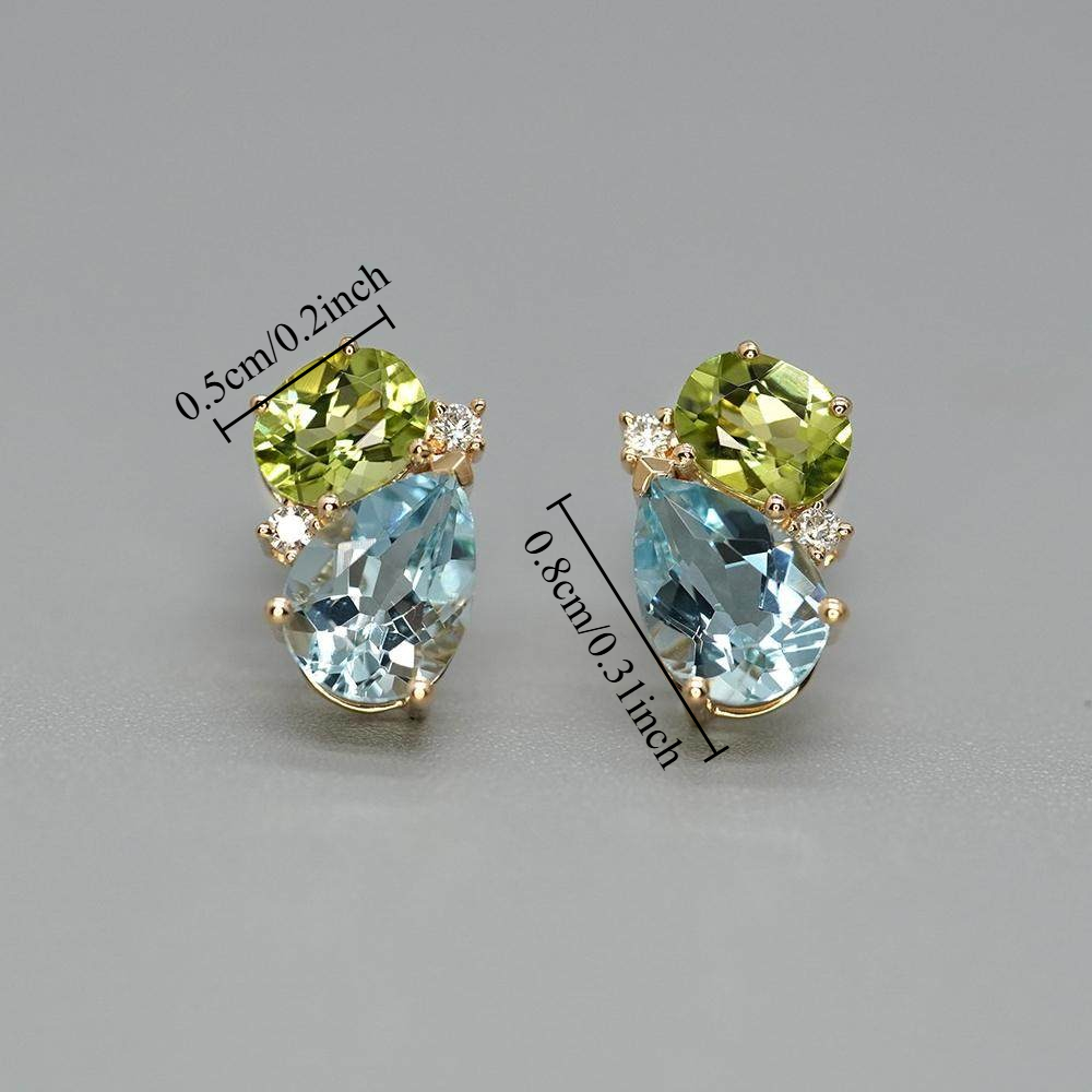 Dainty Green Cubic Zirconia Stud Earrings for Women