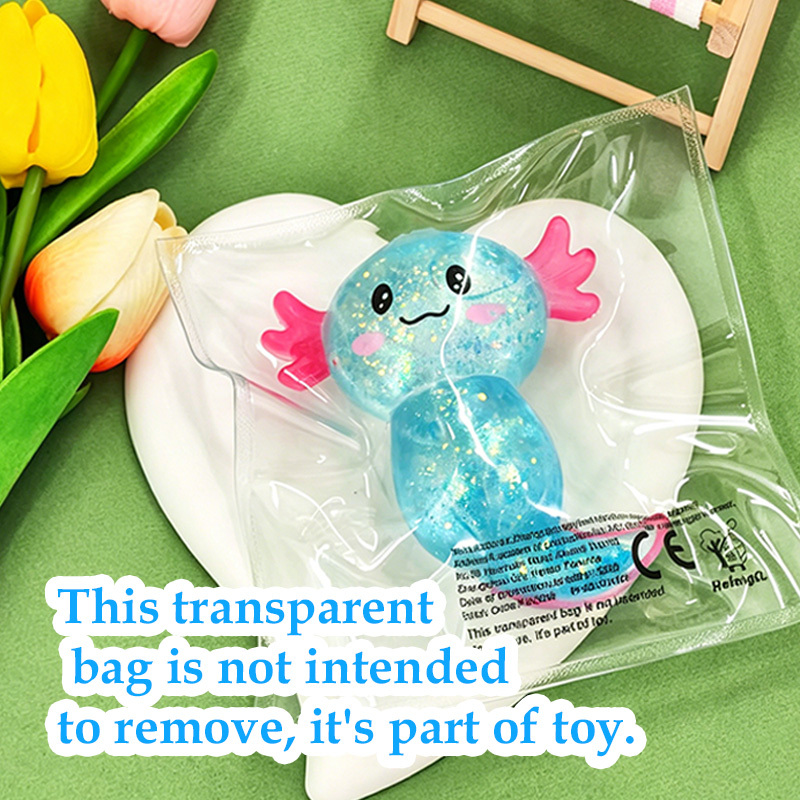 Image of Hefengcl Glitter Axolotl Suitable For Relax & Anxiety, Tpr Sensory Fidget Suitable For , Random Colors (///) For Party Favors, Classroom Rewards, Christmas Gifts, Taba