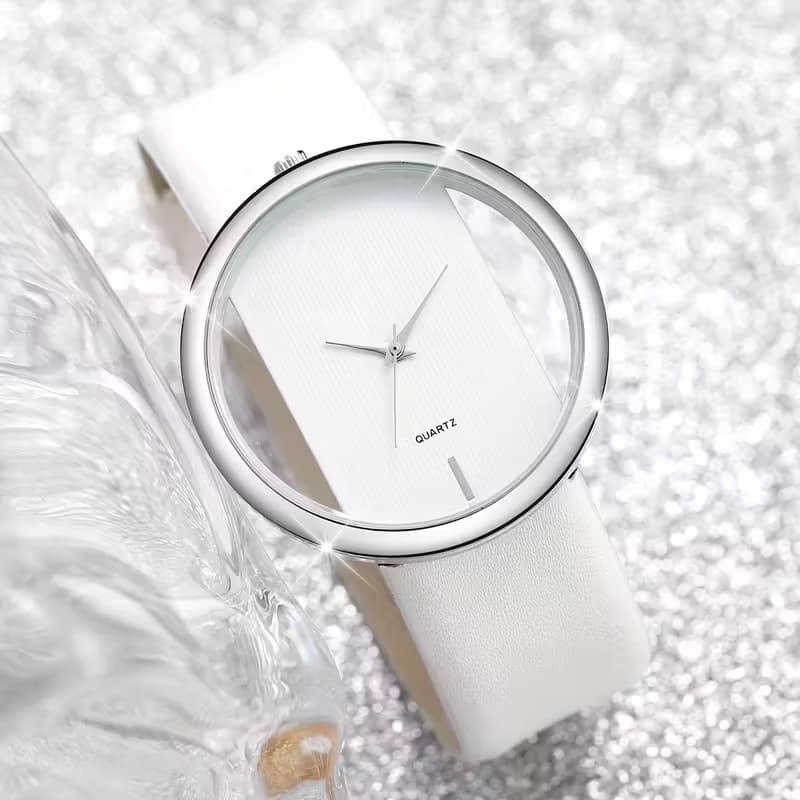 2pcs/Set Women'S Fashion, Minimalist, Skeleton Dial, Quartz Watch+Bracelet Watch Case Not Included