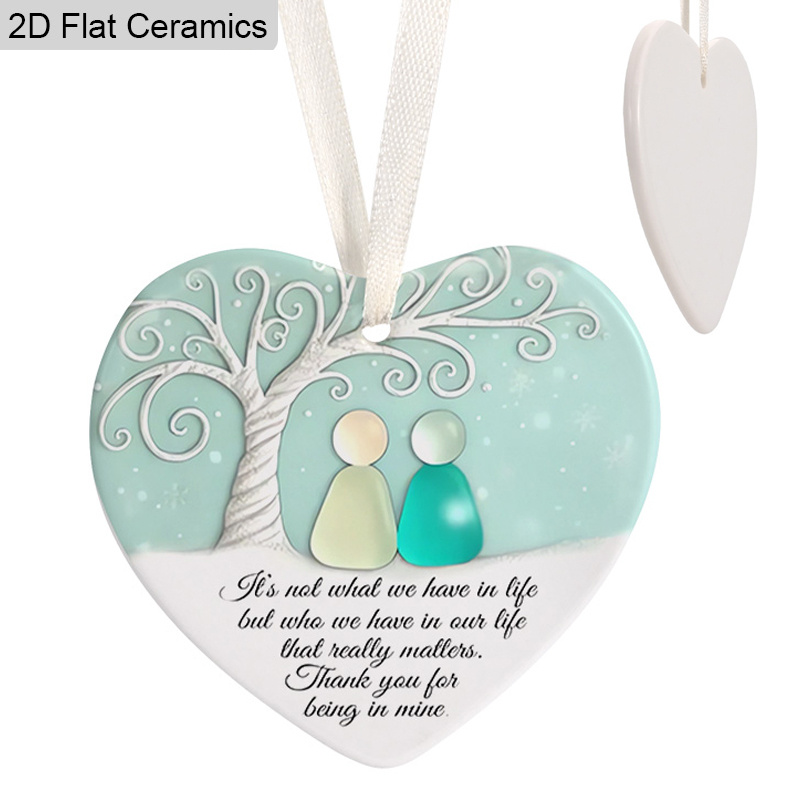 TEMU 2d Flat - A Flat 2d Ceramic Heart-shaped Ornament, Symbolizing Friendship, Designed For Hanging. A Decorative Piece For Festive Occasions,