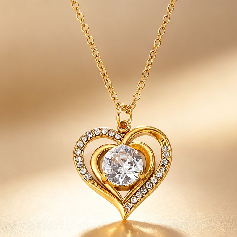 Stainless Steel Double-Layered Heart Pendant Necklace