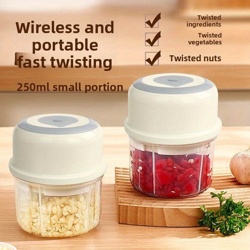   electric garlic press and chopper automatic usb powered garlic   operation   with twist and lock lid for garlic nuts vegetables easy clean kitchen appliance for home small kitchens food preparation aid twist mechanism design durable kitchenware Product details 0