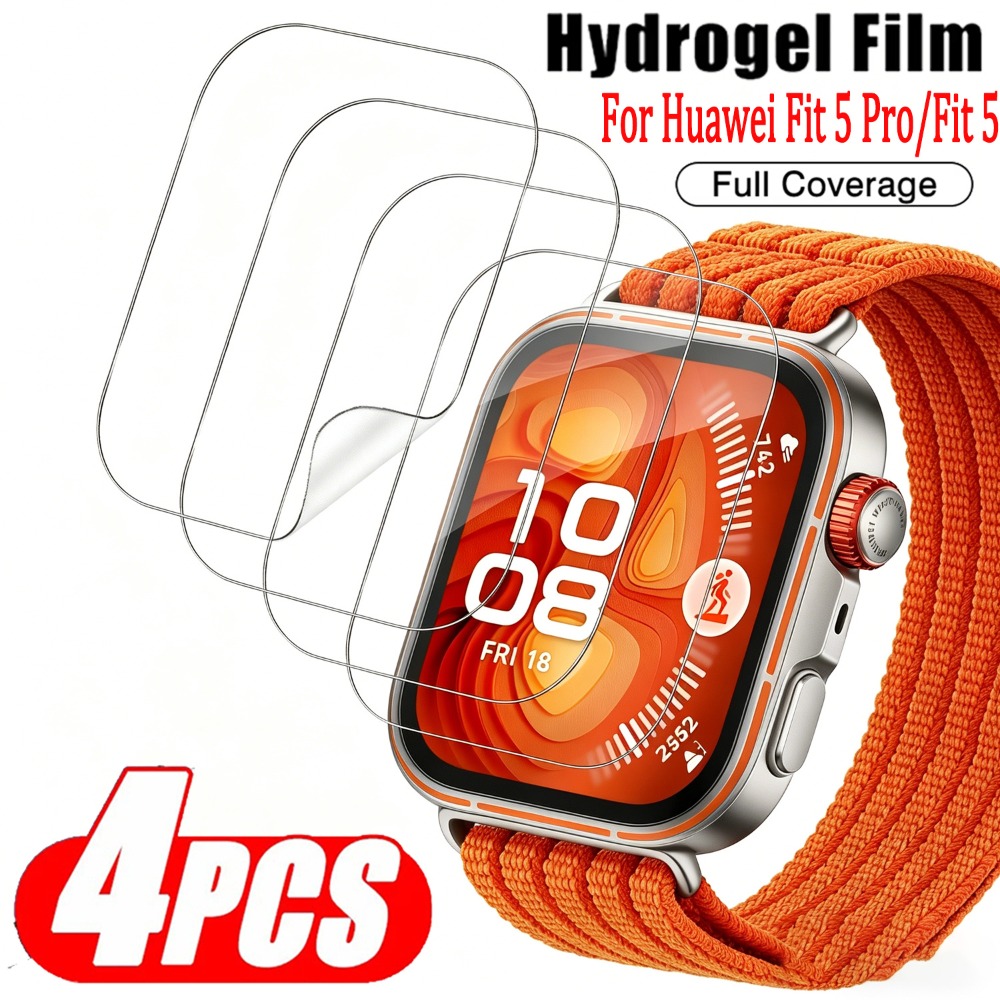 4pcs Ultra-Thin Transparent Hydrogel Protective Film, Suitable for Huawei Watch Fit 3/4/4Pro/5/5Pro Series, Made of Flexible TPU Material, Scratch-Resistant And HD, Non-Glass Material, Ideal Screen Protector for Daily Use, Office, And Home
