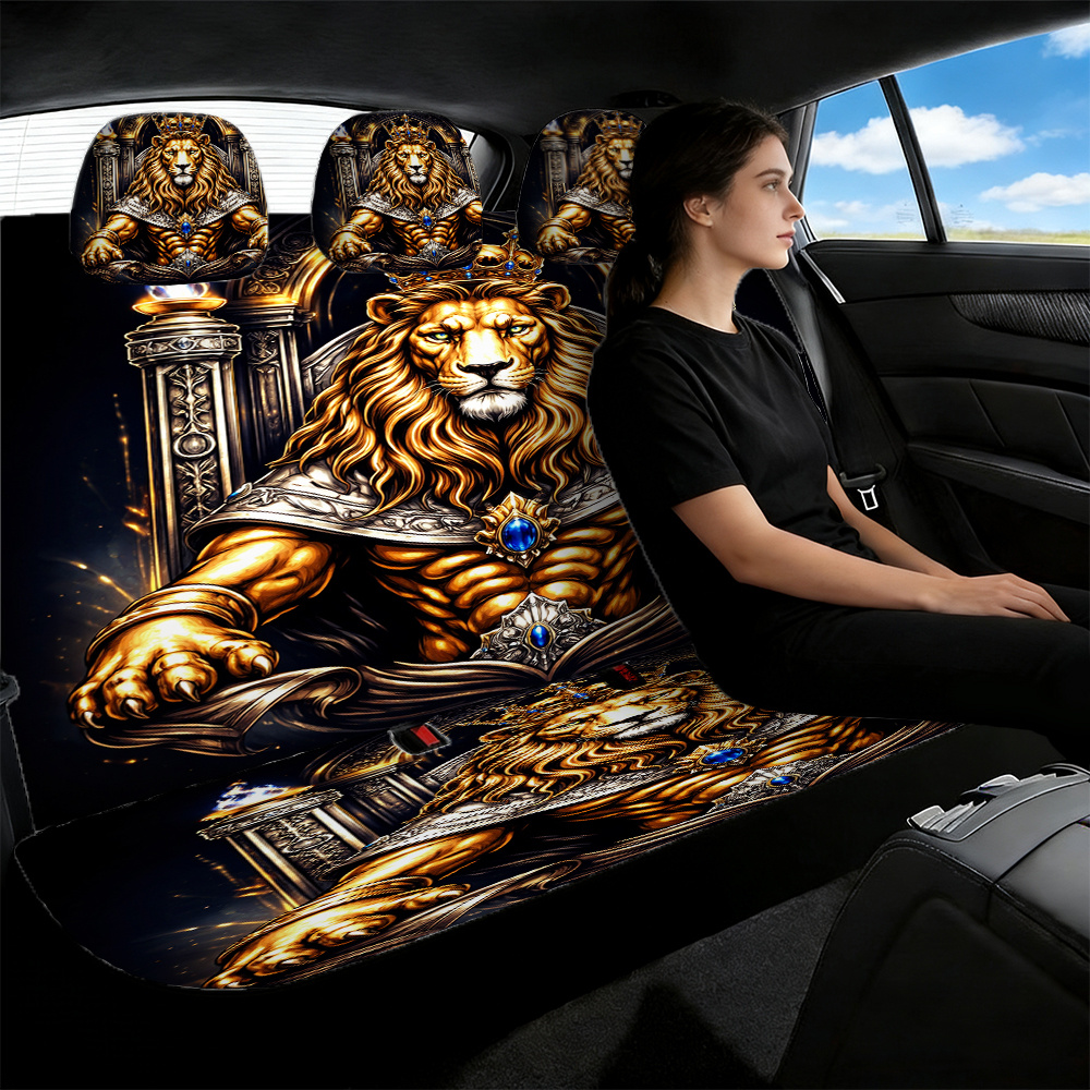 Image of 5pcs Seat Covers, Suitable For Rear Seats, Stylish And , Made Of, Suitable For Most Cars Including Sedans And Suvs, Automotive Accessory For Women, Holiday Gift.