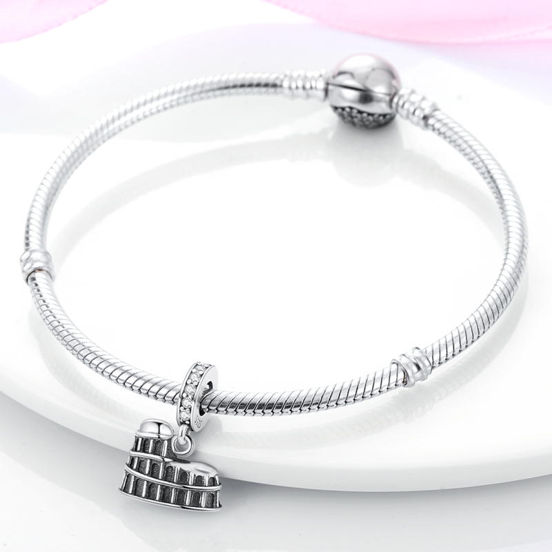 925 Sterling Silver Colosseum Pendant, Perfect for Jewellery Making