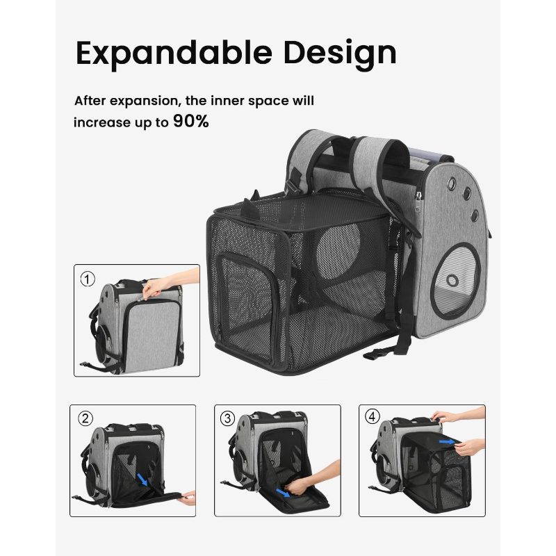 Expandable Backpack for Cats, Dogs And Small Animals, Portable Pet Travel Ventilated Design, Airline Approved, Traveling/Hiking/Camping - Image 4
